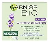 Garnier Bio Lavendel Anti-Falten Nachtpflege, vegane Formel mit Lavendel-Öl, Jojoba-Öl, Naturkosmetik, 15 ml