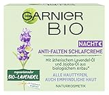 Garnier Bio Lavendel Anti-Falten Nachtpflege, vegane Formel mit Lavendel-Öl, Jojoba-Öl, Naturkosmetik, 15 ml