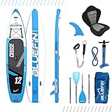 Bluefin Cruise SUP Board Set | Aufblasbares Stand Up Paddle Board | 6 Zoll Dick | Fiberglas Paddel | Kajak Sitz | Komplettes Zubehör 2020 (2020 Cruise 12')