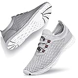 Ritiriko Herren Damen Aquaschuhe Badeschuhe Schnell Trocknend Barfußschuhe Wasserschuhe Surfschuhe Neopren Aqua Meer Strand Schuhe Grau Weiß EU 40