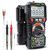 KAIWEETS Digital Multimeter mit LED-Buchsen, Strommessgerät CAT III 1000 V, CAT IV 600 V True RMS Auto-Range 6000 Zähler, misst Spannung,Kapazität, Temperatur, Wiederstand für Elektriker