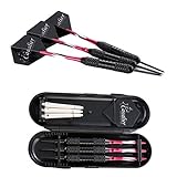 Leaptech 3 Stück Profi dartpfeile Steeldarts dartscheibe 23 g Dartset Turnier Steel Tip Dartpfeile Set Professionelle Darts mit Hard Box Case Schwarze Beschichtung Messing PET-Flüge (Rot)