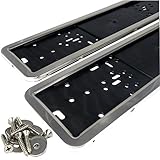 L&P A0202 2X Auto Kennzeichenhalter 100% Edelstahl Hochglanz poliert INOX Edelstahl Kennzeichen Halterung Befestigung Nummernschild