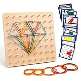 Homealexa Holz Geoboard Set Geometriebrett Montessori Holz Spielzeug für Kinder, Inspirieren die Phantasie und Kreativität des Kinders