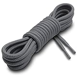Miscly – Schnürsenkel Rund, Reißfest [3 Paar] für Sportschuhe, Sneaker und Stiefel – 100% Polyester - Ø 4 mm (114 cm, Grau)
