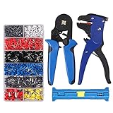 Proster 3 in 1 Crimpwerkzeug Set 6-4 Crimpzange Kabelschuhe 0,25-10,0 mm² und Verbindung Kit mit Ferrule Crimpzange Selbsteinstellbare Ratsche/ Abisolierzange 1200 Stück Terminal Steckverbinder