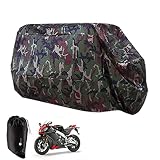 SurePromise Große Motorradabdeckung, wasserdicht, UV-Schutz, mit Tragetasche, Camouflage