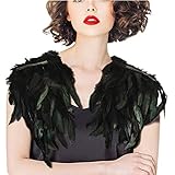 Federboa Schwarz Schal Feder Nähen Kragen Schwarz Pfau Schals Fringe Abendkleid Nette Cocktailkleid für Abend Party (Typ 2)