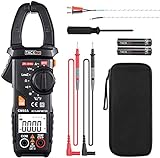 Clamp Meter, Digital Multimeter 600 Amp TRMS 6000 Counts NCV with AC Current AC/DC Voltage Test Resistance Continuity Capacitance Temperature Measure Auto-Ranging - Tacklife CM02A