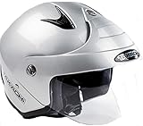 Ledershop-online Jethelm City Helm Scooter Roller Enduro Motorrad Takachi TK10 Silber metallic S