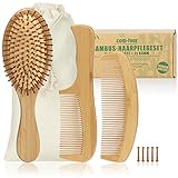 com-four® 3-teiliges Premium Haarpflegeset, Allzweck-Bürste und Zwei Stylingkämme aus Bambusholz, Bambus-Haarbürste und Frisierkamm für jeden Haartyp (3-teilig Kämme + Bürste)