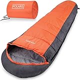 Monzana Schlafsack Polaris | Sommerschlafsack -7°C bis 10°C | Mumienschlafsack 210x75 cm | Deckenschlafsack orange-anthrazit