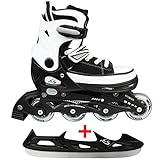 Cox Swain Sneak Kinder Inline Skates & Kinder Schlittschuh 2 in 1 - größenverstellbar ABEC5, schwarz, M (37-40)