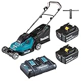 Makita DLM432PT2 Akku-Rasenmäher 2x18 V / 5,0 Ah, 2 Akkus + Doppelladegerät, 36 V, Petrol