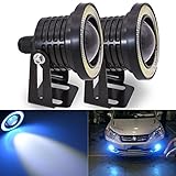 KaTur 2 stücke High Power 3'Projektor Universelle Weiße Nebelscheinwerfer Whit Ice Blau COB Halo Angel Eye Ringe DRL Driving Lampe Lampen