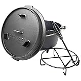 ToCis Big BBQ Premium Dutch Oven 9.0 Gusseisen eingebrannt 12er Kochtopf mit Deckelheber Deckelständer mit Füße