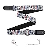 Rayzm Ukulelegurt Tragegurt, Bohemian Style, Baumwolle Ukulele Gurt, 4 cm Breit, Länge Verstellbar von 78 cm bis 132 cm