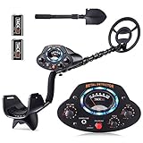 TACKLIFE Metalldetektor, Professionelles Metallsuchgerät für All Metal, mit Pinpoint, DISC und Einstellbarer Empfindlichkeit, wasserdichte Suchspule, mit Batterie x 2 und Faltschaufel - MMD04