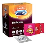 Durex Fun Explosion Kondome – Verschiedene Sorten für aufregende Vielfalt - Verhütung, die Spaß macht – 40er Großpackung (1 x 40 Stück), Black