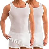 HERMKO 16027 2er Pack Herren extralanges Unterhemd aus Baumwolle/Modal, Größe:D 7 = EU XL, Farbe:weiß