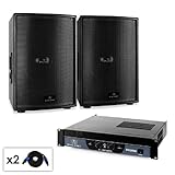 Malone 2.0 SUB Disco DJ Party Lautsprecherboxen Set Pa-Komplettset mit Verstärker (2 passive PA-Subwoofer je 1000W RMS, Verstärker 2000W, inkl. 5m Lautsprecherkabel) schwarz