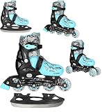 4in1 Inlineskates Rollschuhe Triskates Schlittschuhe Nils NH0320A Gr. 31-38 verstellbar Farbenauswahl: Rosa Lila Rot (,) (Türkis, 31-34 verstellbar)