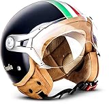 SOXON® SP-325 „Imola Black“ · Jet-Helm · Motorrad-Helm Roller-Helm Scooter-Helm Moped Mofa-Helm Chopper Retro Vespa Vintage Pilot Biker Helmet · ECE 22.05 Visier Schnellverschluss Tasche M (57-58cm)