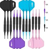 CyeeLife 14/16/18 Gr. Soft Dartpfeile. Neue sehr stabile und biegsame Kunststoffschäfte und Flights aus einem Stück.12 Stück In 4 Farben mit 100 Spitzen