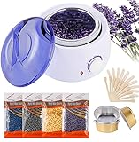 Wachswärmer Wax Warmer Wax Heater Wachserhitzer Hair Removal Waxing Wachsgerät Heisswachs Haarentfernung mit 4 Wachsbohnen, 20 Holzspateln, 5 foil bowls- Augenbraue Gesicht Achsel Bikini Bein zu Hause