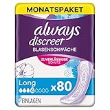 Always Discreet Inkontinenzeinlagen Long (80 Binden) Monatspaket, Diskreter Schutz und Hohe Saugstärke, Geruchsneutralisierend, 4 x 20 Stück