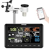Sainlogic Professional Wireless Wetterstation mit solarbetriebenem Außensensor, Regenmesser, Wettervorhersage, Windmesser, Farbbildschirm, Wunderground