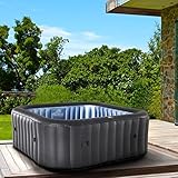 Whirlpool aufblasbar MSpa Tekapo für 6 Personen 185x185cm In-Outdoor Pool 132 Massagedüsen Timer Heizung Aufblasfunktion per Knopfdruck TÜV geprüft Bubble Spa Wellness Massage