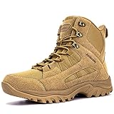 Ansbowey Stiefel Herren Wanderschuhe Damen Army Combat Boots mit YKK-Zipper Verschleißfest rutschfeste Outdoor Trekkingschuhe Militär & Einsatzstiefel Braun 41EU