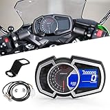 KKmoon Tacho Motorrad Speed Meter 0〜13000 RPM Geschwindigkeitsmesser wasserdichte für Ninja 650 1,2,3 Zylinder, LCD Motorrad Instrument Tachometer 199 km/h mit Halterung