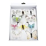 TGG 10 Stück Schmetterlinge Mix mit Clip, 2 Größen Sortiment Pastell, Feder !!!