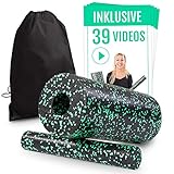 Faszienrolle Set 2 in 1 inkl. Spezial-Videokurs für Einsteiger | Massagerolle für ein straffes Bindegewebe | Foam Roller hautfreundlich & frei von Weichmachern