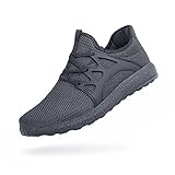 FiBiSonic Herren Damen Turnschuhe rutschfeste shuhe Atmungsaktiv Sneaker Leichtgewichts Laufschuhe für Running Fitness Gym Outdoor Walkingschuhe Zement Grau 43