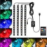 Favoto 4x12 Innenbeleuchtung LED Atmosphäre Licht Auto Innenraumbeleuchtung led innenraum mit USB-Port und IR Fernbedienung
