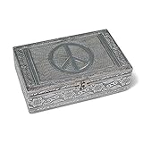 HAB & GUT -BOX016- Schmuckbox aus Aluminium, Peace-Zeichen 20 x 12 x 6 cm