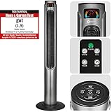 Balter Turmventilator mit Fernbedienung ✓ Leise ✓ 120cm hoch ✓ 3 Geschwindigkeitsstufen ✓ Wind/Schlafmodi ✓ Timer ✓ 80° oszillierend ✓ Extra Stabil - 32cm Standfuß ✓ Farbe:Antrazit