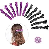 Lictin Haarspange Friseur Abteilklammern Friseur Haarklammern Combi-Clip Karte Hair-Clips Abteilklammern Hair-Clips Combi aus Kunststoff 12 Stück