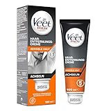 Veet, Haarentfernungscreme Achseln – Schnelle effektive Haarentfernung für Männer in nur 5-10 Minuten Tube mit Spatel, Weiß, 100 milliliter