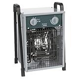 Einhell Elektro-Heizer EH 3000 (230 V, 3.000 W max., spez. Heizelemente, 2 Heizstufen, Axiallüfter, stufenloser Thermostatregler, Spritzwasserschutz)