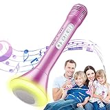 Magicfun Bluetooth Karaoke Mikrofon, Kabellos Tragbares KTV Lautspreche mit Tanzen LED Lichter für Musik Spielen und Hausparty, Geschenke & Spielzeug für Kinder, Unterstützung Android IOS PC