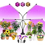 EWEIMA Pflanzenlampe LED Vollspektrum Pflanzenlicht 80 LEDs, 4 Köpfe Grow Lampe Pflanzenleuchte Wachstumslampe für Pflanzen, 10 Dimmstufen LED Grow Light für Zimmerpflanzen, Gartenarbeit, Gewächshaus