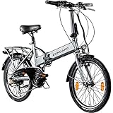 Zündapp Faltrad E-Bike 20 Zoll Z101 Klapprad Pedelec StVZO Elektrofaltrad 6 Gang (Silber)