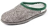 Orthopant Filzpantoffel BAITA - Hausschuhe Pantoffel Herren Damen aus feinem Wollfilz, Grau mit grüner Borte, BA-103-42