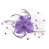 Generic Blumen-Feder-Netz Fascinator Stirnband-Hochzeit Damen Haarschmuck - Lila