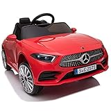 crooza Mercedes-Benz CLS350 Kinderauto Rot Kinder Elektro Elektrofahrzeug mit Fernbedienung mp3, USB, 2X Starke Motoren UVM.