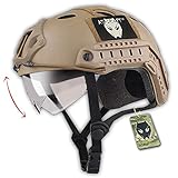 Softair Taktisch Armee Militär SWAT Kampf PJ Typ Schneller Helm DE mit Schutzbrillen für CQB Airsoft Paintball Schießen